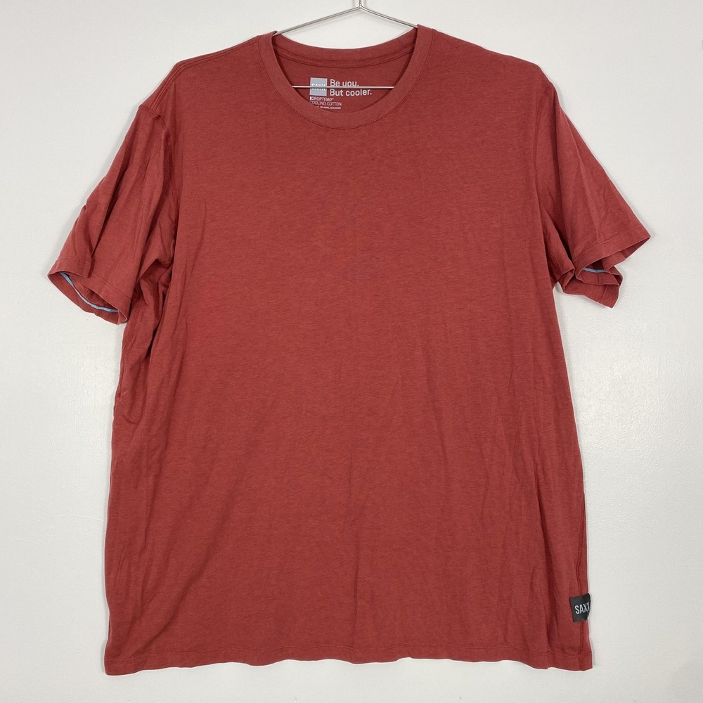 SAXX Shirt Mens XL Red Droptemp Cooling Cotton Crewneck T-Shirt Tee Soft Casual